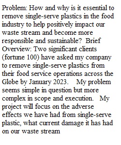 Project 1 Topic and Problem Satatement --Single-Serve Plastics